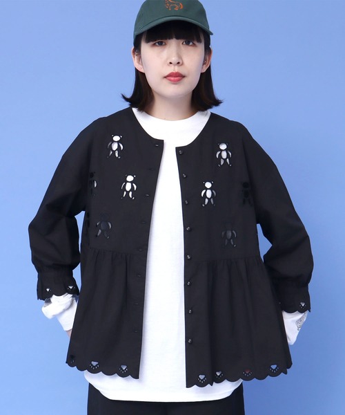 didizizi（ディディジジ）の「BEARカットワーク　ブラウス（シャツ/ブラウス・レディース・ホワイト/その他/ブラック・FREE）」の7枚目の写真