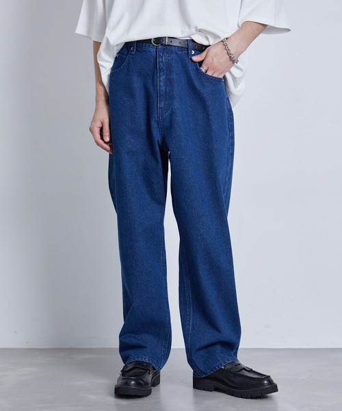 JUNRED(ジュンレッド)の「ハイウエストリラックスデニムパンツ(デニムパンツ・メンズ・ネイビー/サックスブルー/ライトグレー/ブラック・S/M/L)」の1枚目の写真