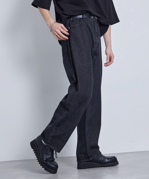 JUNRED(ジュンレッド)の「ハイウエストリラックスデニムパンツ(デニムパンツ・メンズ・ネイビー/サックスブルー/ライトグレー/ブラック・S/M/L)」の19枚目の写真