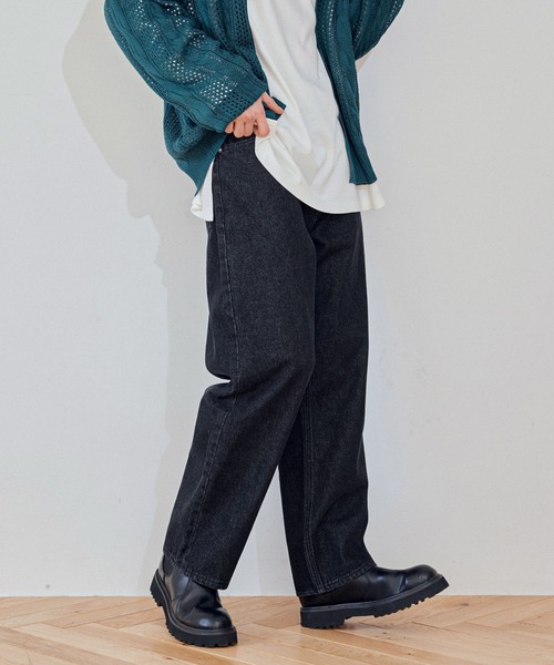 JUNRED(ジュンレッド)の「ハイウエストリラックスデニムパンツ(デニムパンツ・メンズ・ネイビー/サックスブルー/ライトグレー/ブラック・S/M/L)」の22枚目の写真