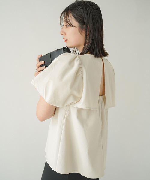 rectangle(レクタングル)の「ボリュームスリーブフレアブラウス(シャツ/ブラウス・レディース・アイボリー/ブラック・MEDIUM/LARGE)」の14枚目の写真
