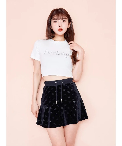 Darich ストーン付きロゴ黒半袖Tシャツ Darich（ダーリッチ）の「ラインストーンショートTシャツ（T