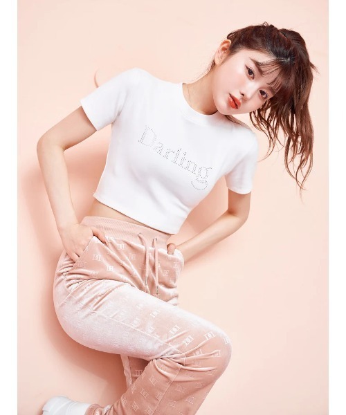 Darich ラインストーンショートTシャツ ホワイト　新品未使用　タグ付き ラインストーンショートTシャツ（Tシャツ/カットソー）｜Darich