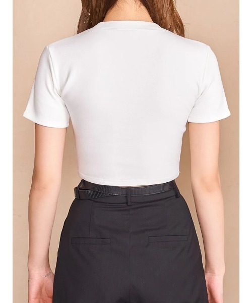 Darich ラインストーンショートTシャツ ホワイト　新品未使用　タグ付き ラインストーンショートTシャツ（Tシャツ/カットソー）｜Darich