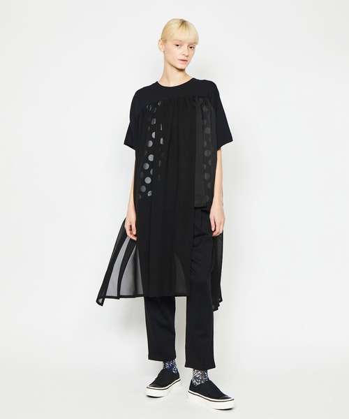 gomme（ゴム）の「ドットＰ天竺　レイヤーＴ（Tシャツ/カットソー・レディース・ブラック×ホワイト・MEDIUM）」の14枚目の写真