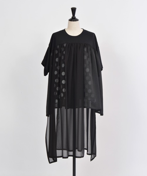 gomme（ゴム）の「ドットＰ天竺　レイヤーＴ（Tシャツ/カットソー・レディース・ブラック×ホワイト・MEDIUM）」の16枚目の写真