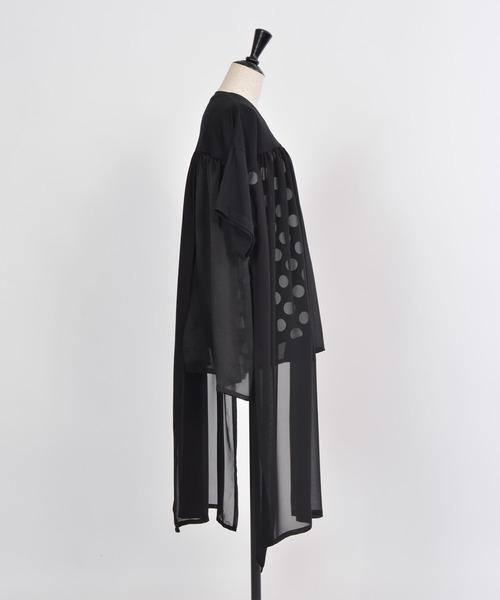 gomme（ゴム）の「ドットＰ天竺　レイヤーＴ（Tシャツ/カットソー・レディース・ブラック×ホワイト・MEDIUM）」の6枚目の写真