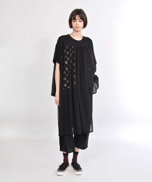 gomme（ゴム）の「ドットＰ天竺　レイヤーＴ（Tシャツ/カットソー・レディース・ブラック×ホワイト・MEDIUM）」の9枚目の写真