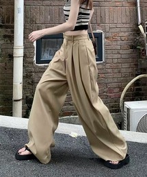 me+em select | 【 ２color ／ ３size 】ツータックハイウエストヘビーワイドスラックス(スラックス)