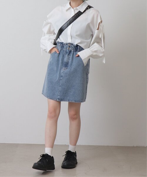 RAY CASSIN（レイカズン）の「デニムミニスカート（デニムスカート・レディース・ケミカルウォッシュ/ブラック系・FREE）」の3枚目の写真