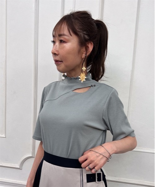 axes femme（アクシーズファム）の「カットワークプチハイトップス（Tシャツ/カットソー・レディース・ホワイト/ブラック/ラベンダー/ミント・FREE）」の3枚目の写真