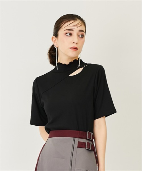 axes femme（アクシーズファム）の「カットワークプチハイトップス（Tシャツ/カットソー・レディース・ホワイト/ブラック/ラベンダー/ミント・FREE）」の2枚目の写真