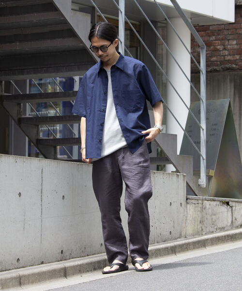 GLOSTER（グロスター）の「【GLOSTER/グロスター】コットンリネン 半袖シャツ レギュラーカラー 綿麻（シャツ/ブラウス・メンズ・ベージュ/ピンク/キナリ/ネイビー・S/M/L）」の5枚目の写真