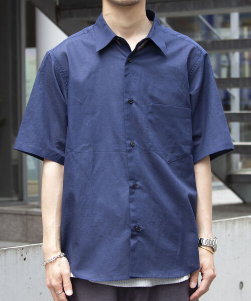 GLOSTER（グロスター）の「【GLOSTER/グロスター】コットンリネン 半袖シャツ レギュラーカラー 綿麻（シャツ/ブラウス・メンズ・ベージュ/ピンク/キナリ/ネイビー・S/M/L）」の14枚目の写真