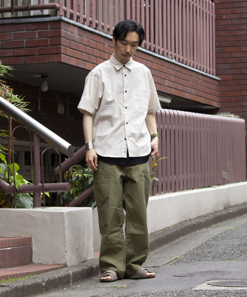 GLOSTER（グロスター）の「【GLOSTER/グロスター】コットンリネン 半袖シャツ レギュラーカラー 綿麻（シャツ/ブラウス・メンズ・ベージュ/ピンク/キナリ/ネイビー・S/M/L）」の22枚目の写真