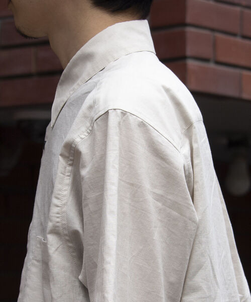 GLOSTER（グロスター）の「【GLOSTER/グロスター】コットンリネン 半袖シャツ レギュラーカラー 綿麻（シャツ/ブラウス・メンズ・ベージュ/ピンク/キナリ/ネイビー・S/M/L）」の15枚目の写真