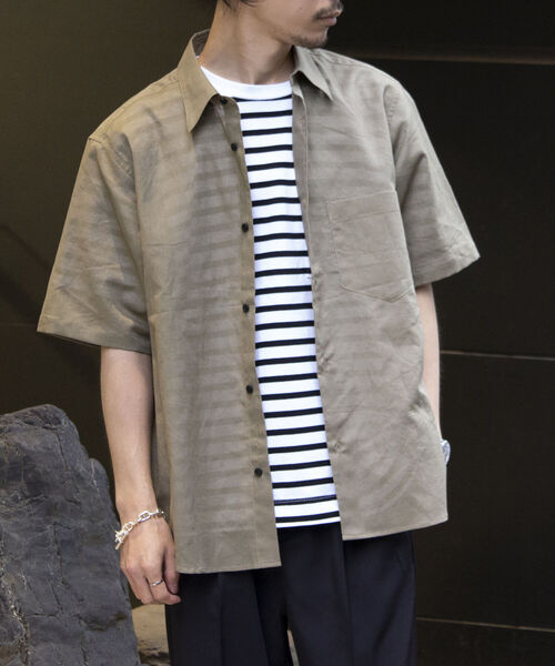 GLOSTER（グロスター）の「【GLOSTER/グロスター】コットンリネン 半袖シャツ レギュラーカラー 綿麻（シャツ/ブラウス・メンズ・ベージュ/ピンク/キナリ/ネイビー・S/M/L）」の9枚目の写真