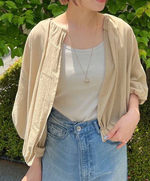NOLLEY’S(ノーリーズ)の「クレープコットンシアーシャツ(シャツ/ブラウス・レディース・ブラック/キャメル・38)」の1枚目の写真