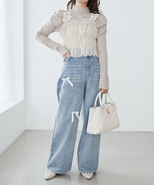 MAJESTIC LEGON（マジェスティックレゴン）の「クラシカルスクエアハンドバッグ（ハンドバッグ・レディース・アイボリー/グレイッシュベージュ/ブラック/シルバー・FREE）」の9枚目の写真