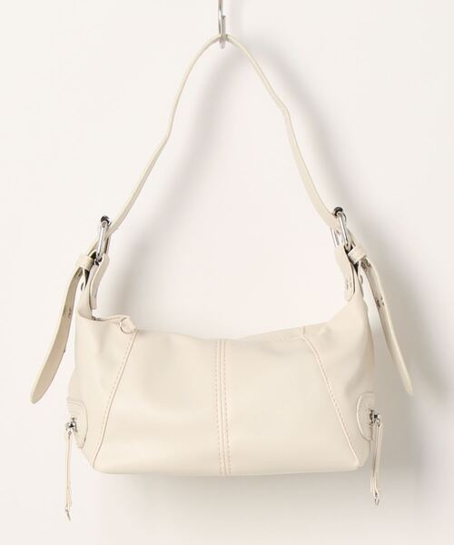 BARELY BLUE(ベアリーブルー)の「【 BARELY BLUE / ベアリーブルー 】 ベルトハンドル ジップ ハンドバッグ(ショルダーバッグ・レディース・ブラック/ホワイト・FREE)」の10枚目の写真