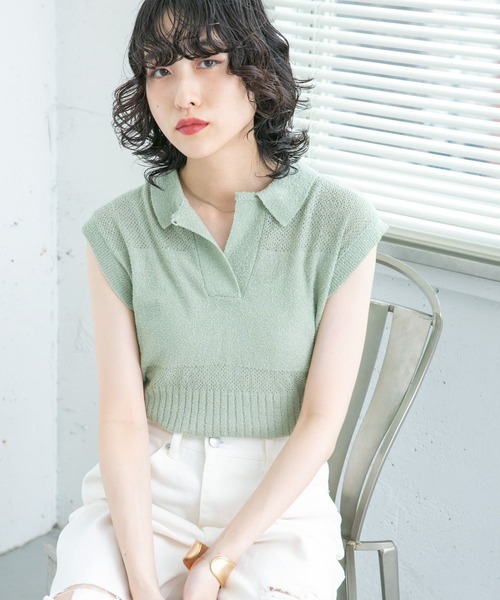 KBF（ケイビーエフ）の「スリーブレスポロニット（ニット/セーター・レディース・ブラック系その他/ブルー系その他/ミント・ONE）」の15枚目の写真
