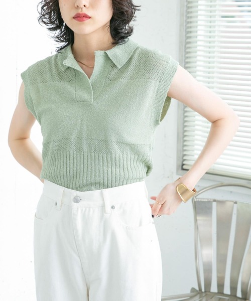 KBF（ケイビーエフ）の「スリーブレスポロニット（ニット/セーター・レディース・ブラック系その他/ブルー系その他/ミント・ONE）」の16枚目の写真