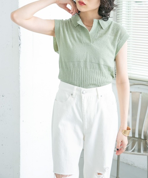 KBF（ケイビーエフ）の「スリーブレスポロニット（ニット/セーター・レディース・ブラック系その他/ブルー系その他/ミント・ONE）」の19枚目の写真