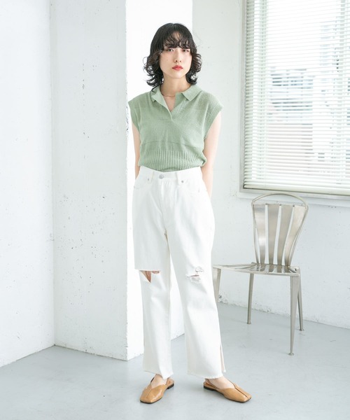 KBF - スリーブレスポロニット KBF（ケイビーエフ）の「スリーブレスポロニット（ニット