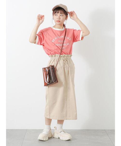 ehka sopo(エヘカソポ)の「カレッジリンガーTシャツ(Tシャツ/カットソー・レディース・キナリ/ブラック/オレンジ/オフホワイト・F)」の6枚目の写真