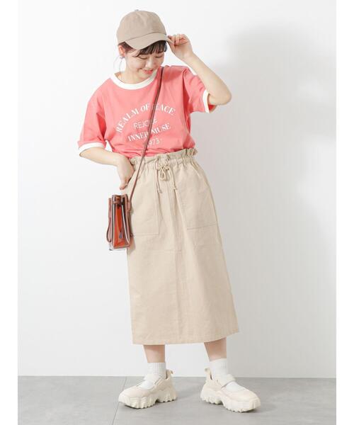 ehka sopo(エヘカソポ)の「カレッジリンガーTシャツ(Tシャツ/カットソー・レディース・キナリ/ブラック/オレンジ/オフホワイト・F)」の7枚目の写真