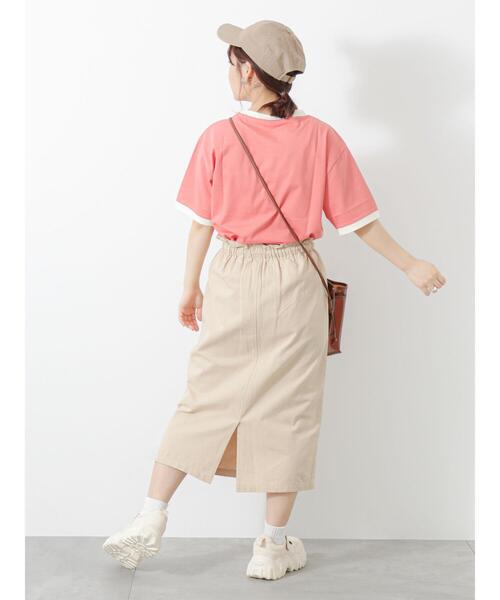 ehka sopo(エヘカソポ)の「カレッジリンガーTシャツ(Tシャツ/カットソー・レディース・キナリ/ブラック/オレンジ/オフホワイト・F)」の8枚目の写真