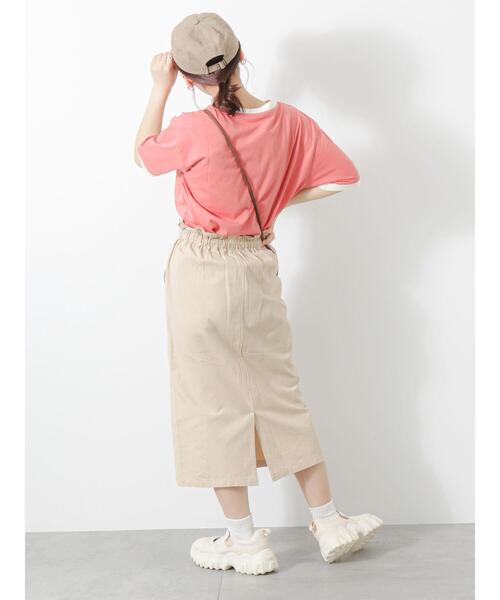 ehka sopo(エヘカソポ)の「カレッジリンガーTシャツ(Tシャツ/カットソー・レディース・キナリ/ブラック/オレンジ/オフホワイト・F)」の9枚目の写真