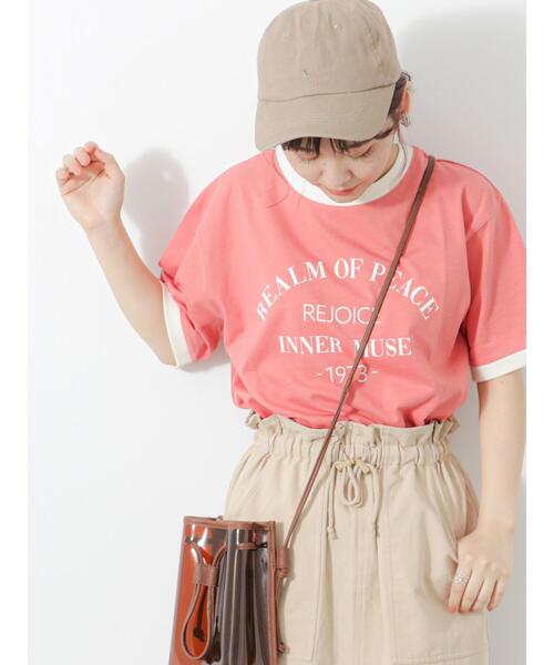 ehka sopo(エヘカソポ)の「カレッジリンガーTシャツ(Tシャツ/カットソー・レディース・キナリ/ブラック/オレンジ/オフホワイト・F)」の10枚目の写真