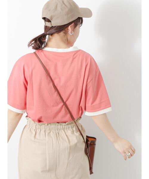 ehka sopo(エヘカソポ)の「カレッジリンガーTシャツ(Tシャツ/カットソー・レディース・キナリ/ブラック/オレンジ/オフホワイト・F)」の11枚目の写真