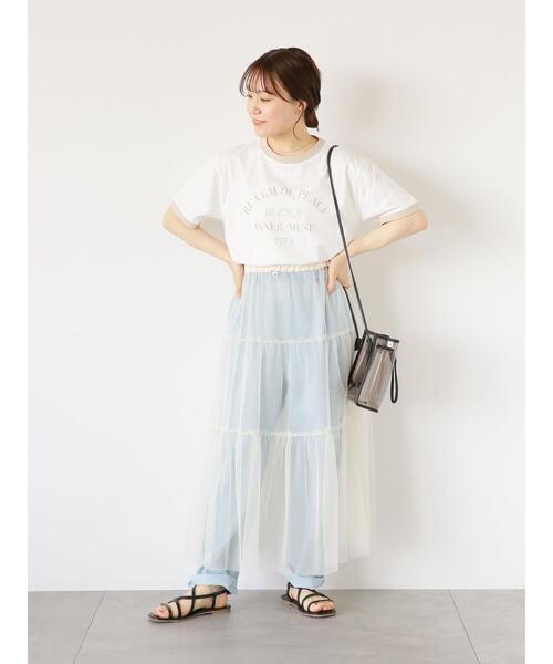 ehka sopo(エヘカソポ)の「カレッジリンガーTシャツ(Tシャツ/カットソー・レディース・キナリ/ブラック/オレンジ/オフホワイト・F)」の21枚目の写真