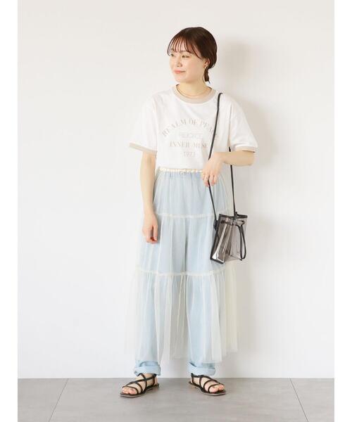 ehka sopo(エヘカソポ)の「カレッジリンガーTシャツ(Tシャツ/カットソー・レディース・キナリ/ブラック/オレンジ/オフホワイト・F)」の22枚目の写真