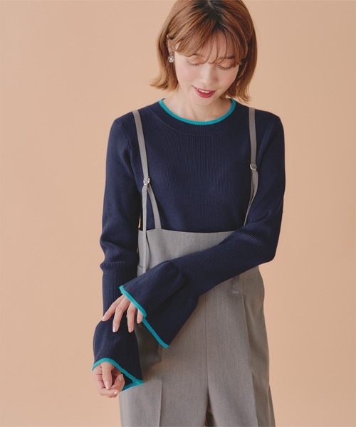 titivate(ティティベイト)の「クルーネックベルスリーブニット(ニット/セーター・レディース・ブルー系その他/イエロー/ピンク/ホワイト系その他/ブラック/グレー系その他/グレー系その他2・S/M)」の5枚目の写真