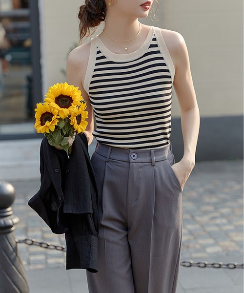 セール】ノースリーブニットタンクトップ（タンクトップ）｜MAISON DE