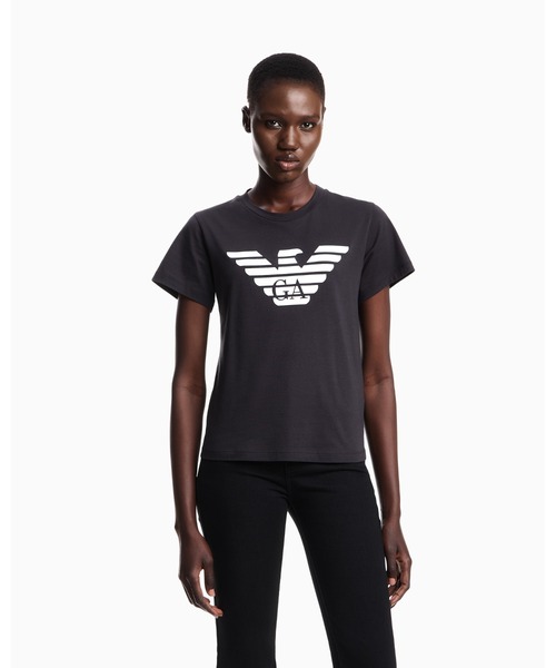 EMPORIO ARMANI(エンポリオアルマーニ)の「【エンポリオ アルマーニ】Tシャツ オーガニックジャージー ロゴプリント(Tシャツ/カットソー・レディース・ホワイト/ダークネイビー/ホワイト×ブラック/ブルー系その他・MEDIUM/SMALL/X-SMALL/LARGE/X-LARGE)」の3枚目の写真
