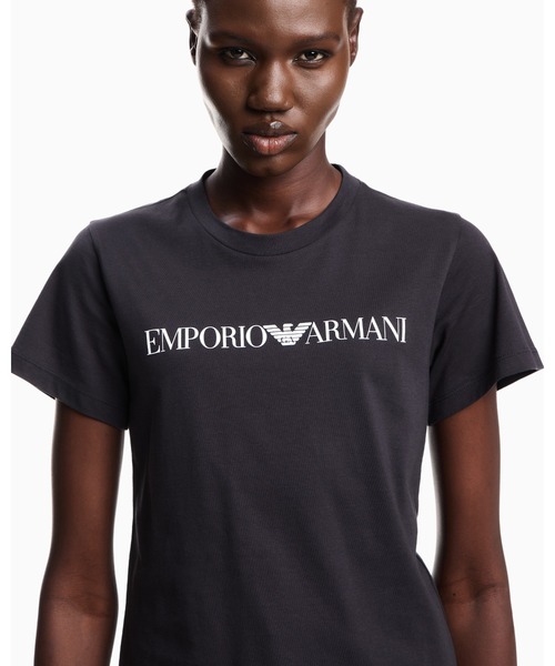 EMPORIO ARMANI（エンポリオアルマーニ）の「【エンポリオ アルマーニ】Tシャツ  ロゴフロント（Tシャツ/カットソー・レディース・ホワイト/ダークネイビー・MEDIUM/SMALL/X-SMALL/LARGE）」の3枚目の写真