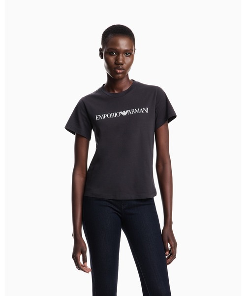 EMPORIO ARMANI（エンポリオアルマーニ）の「【エンポリオ アルマーニ】Tシャツ  ロゴフロント（Tシャツ/カットソー・レディース・ホワイト/ダークネイビー・MEDIUM/SMALL/X-SMALL/LARGE）」の4枚目の写真