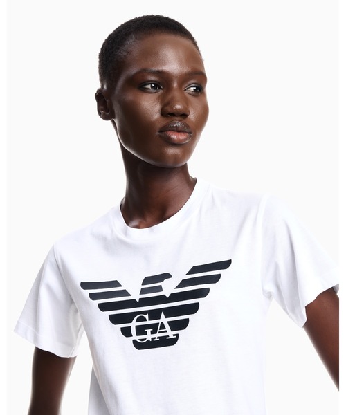 EMPORIO ARMANI(エンポリオアルマーニ)の「【エンポリオ アルマーニ】Tシャツ オーガニックジャージー ロゴプリント(Tシャツ/カットソー・レディース・ホワイト/ダークネイビー/ホワイト×ブラック/ブルー系その他・MEDIUM/SMALL/X-SMALL/LARGE/X-LARGE)」の7枚目の写真