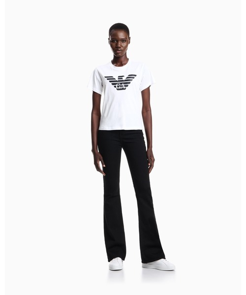 EMPORIO ARMANI(エンポリオアルマーニ)の「【エンポリオ アルマーニ】Tシャツ オーガニックジャージー ロゴプリント(Tシャツ/カットソー・レディース・ホワイト/ダークネイビー/ホワイト×ブラック/ブルー系その他・MEDIUM/SMALL/X-SMALL/LARGE/X-LARGE)」の8枚目の写真