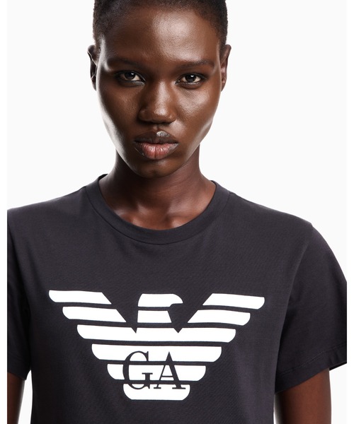 EMPORIO ARMANI(エンポリオアルマーニ)の「【エンポリオ アルマーニ】Tシャツ オーガニックジャージー ロゴプリント(Tシャツ/カットソー・レディース・ホワイト/ダークネイビー/ホワイト×ブラック/ブルー系その他・MEDIUM/SMALL/X-SMALL/LARGE/X-LARGE)」の11枚目の写真