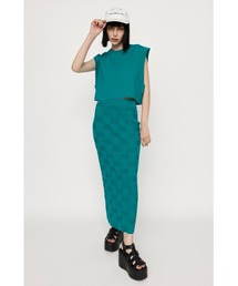 SLY | BACK SLIT KNIT SK バックスリット ニットスカート ジャガード柄 サマーニット ゴム仕様 毛玉できにくい セットアップ可能(スカート)