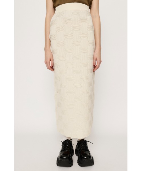 SLY(スライ)の「BACK SLIT KNIT SK バックスリット ニットスカート ジャガード柄 サマーニット ゴム仕様 毛玉できにくい セットアップ可能(スカート・レディース・ブラック/アイボリー/ターコイズブルー/レッド・FREE)」の7枚目の写真
