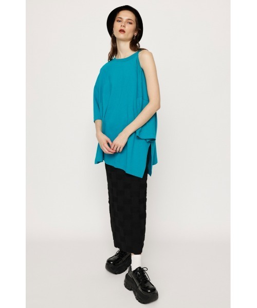 SLY(スライ)の「BACK SLIT KNIT SK バックスリット ニットスカート ジャガード柄 サマーニット ゴム仕様 毛玉できにくい セットアップ可能(スカート・レディース・ブラック/アイボリー/ターコイズブルー/レッド・FREE)」の11枚目の写真