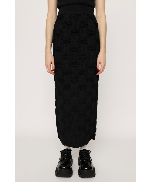 SLY(スライ)の「BACK SLIT KNIT SK バックスリット ニットスカート ジャガード柄 サマーニット ゴム仕様 毛玉できにくい セットアップ可能(スカート・レディース・ブラック/アイボリー/ターコイズブルー/レッド・FREE)」の13枚目の写真