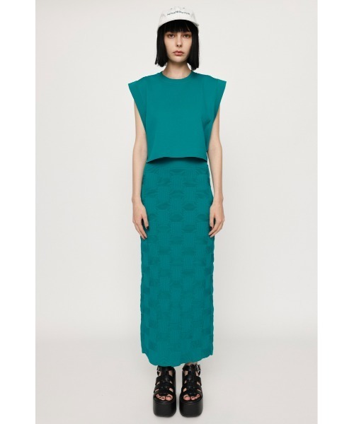 SLY(スライ)の「BACK SLIT KNIT SK バックスリット ニットスカート ジャガード柄 サマーニット ゴム仕様 毛玉できにくい セットアップ可能(スカート・レディース・ブラック/アイボリー/ターコイズブルー/レッド・FREE)」の19枚目の写真