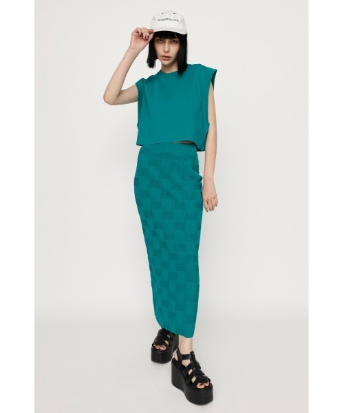 SLY(スライ)の「BACK SLIT KNIT SK バックスリット ニットスカート ジャガード柄 サマーニット ゴム仕様 毛玉できにくい セットアップ可能(スカート・レディース・ブラック/アイボリー/ターコイズブルー/レッド・FREE)」の20枚目の写真